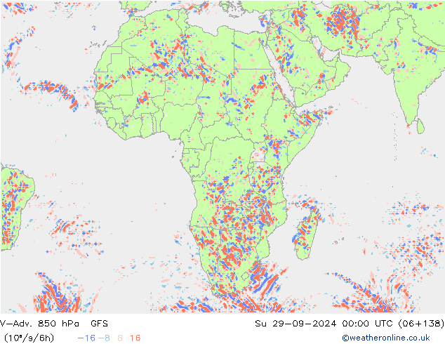 V-Adv. 850 hPa GFS zo 29.09.2024 00 UTC