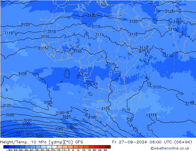 Height/Temp. 10 hPa GFS Fr 27.09.2024 06 UTC