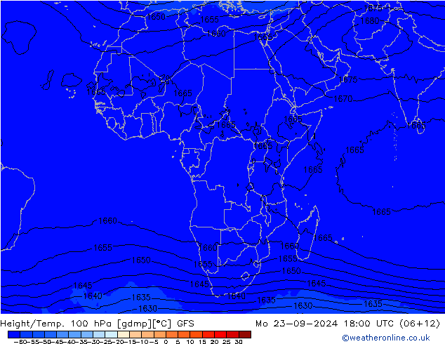 Height/Temp. 100 hPa GFS Mo 23.09.2024 18 UTC