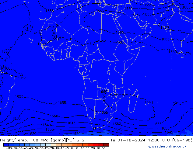 Height/Temp. 100 hPa GFS Tu 01.10.2024 12 UTC