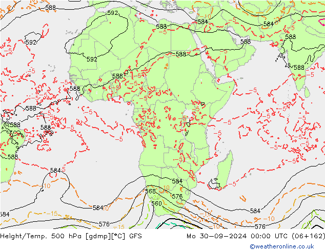 Height/Temp. 500 hPa GFS Mo 30.09.2024 00 UTC