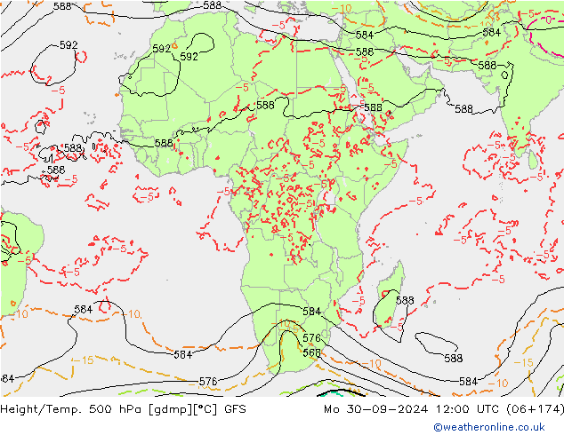 Height/Temp. 500 hPa GFS Mo 30.09.2024 12 UTC