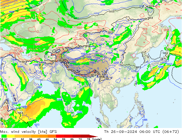 Max. wind velocity GFS Th 26.09.2024 06 UTC