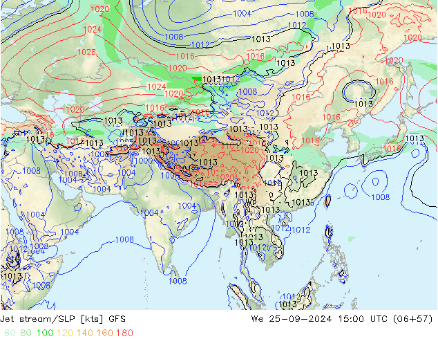 Corrente a getto GFS mer 25.09.2024 15 UTC