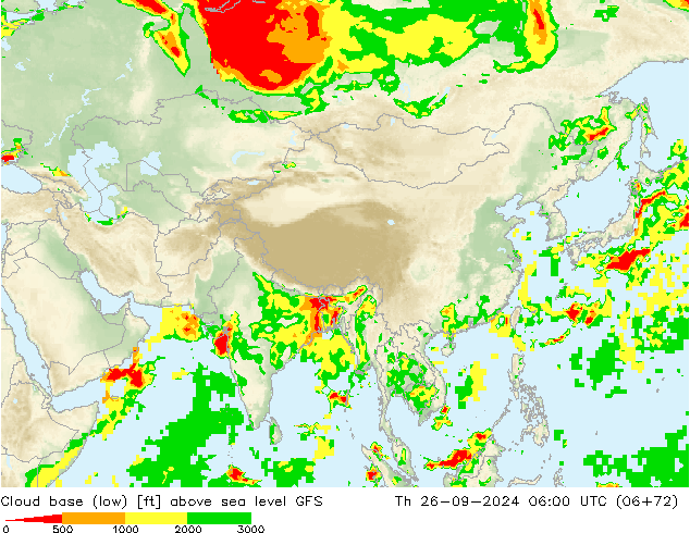 Cloud base (low) GFS Qui 26.09.2024 06 UTC