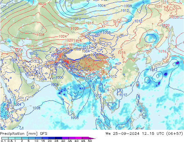 Srážky GFS St 25.09.2024 15 UTC