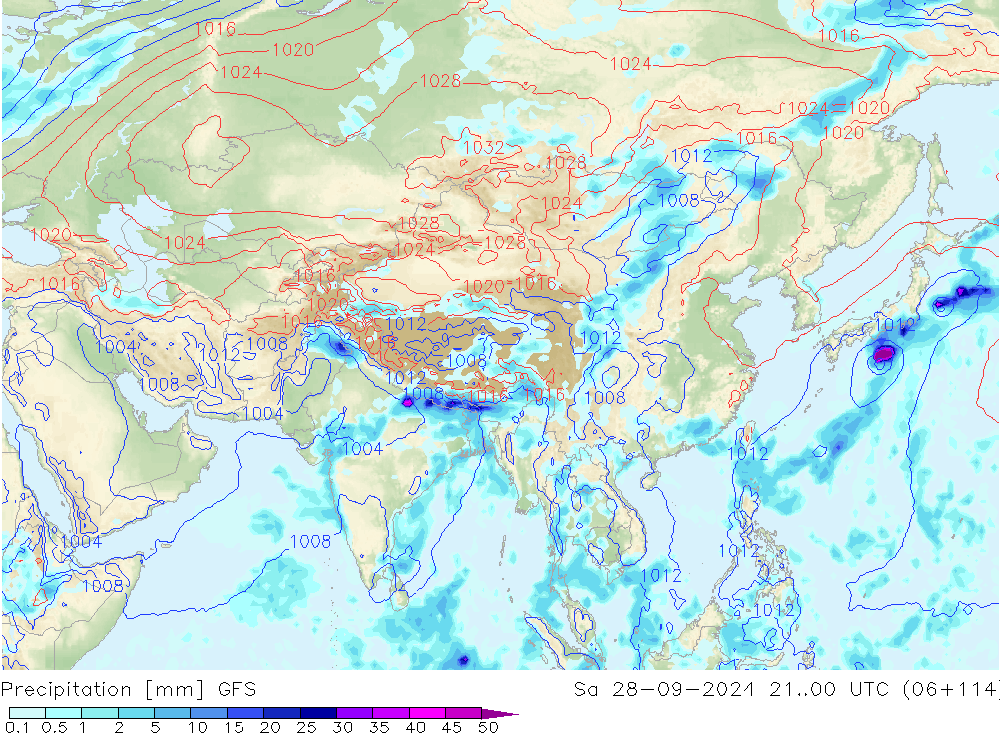 Precipitation GFS Sa 28.09.2024 00 UTC