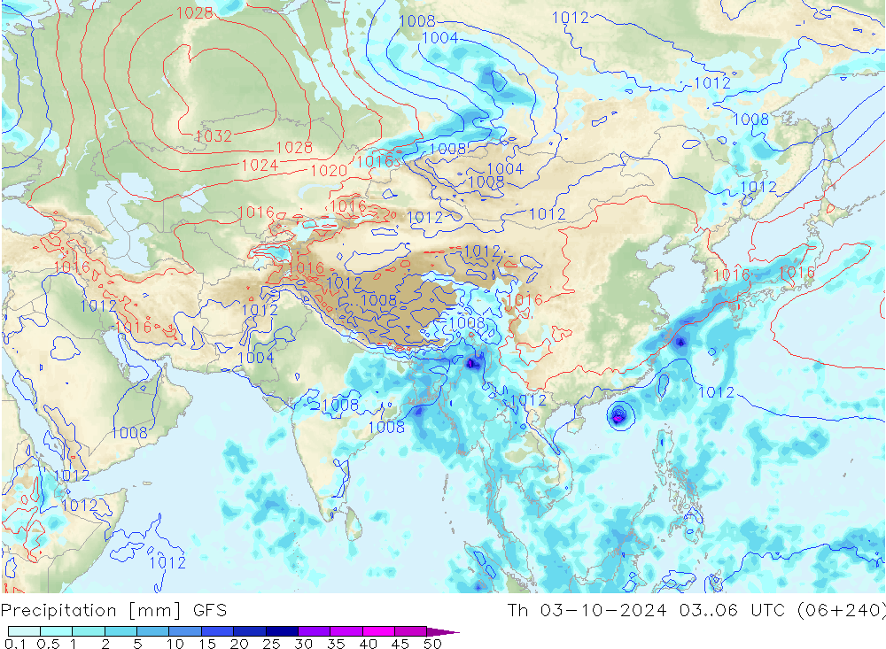 Neerslag GFS do 03.10.2024 06 UTC