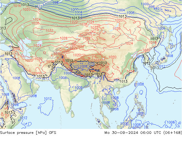 pression de l'air GFS lun 30.09.2024 06 UTC