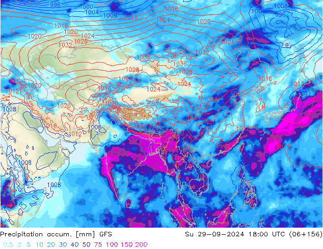 Precipitación acum. GFS dom 29.09.2024 18 UTC