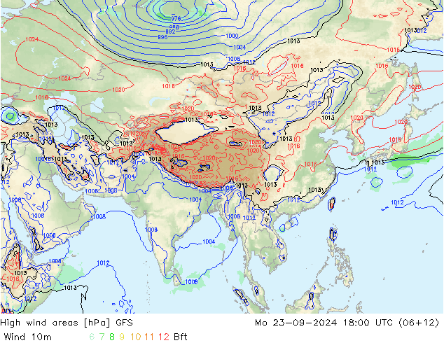 High wind areas GFS Mo 23.09.2024 18 UTC