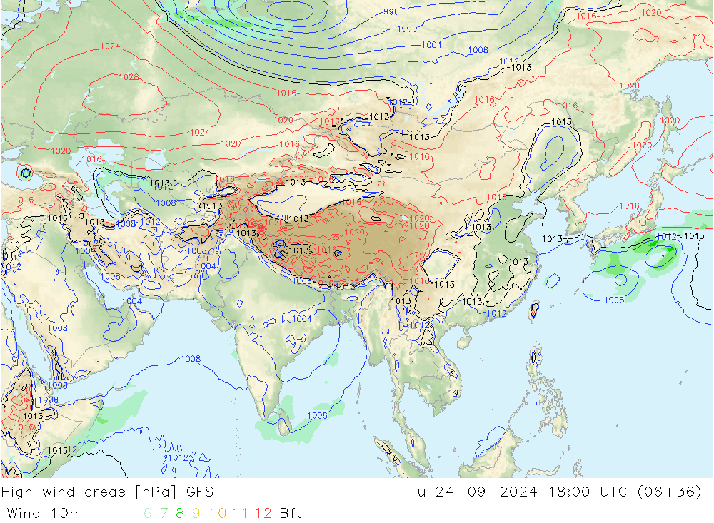 High wind areas GFS mar 24.09.2024 18 UTC