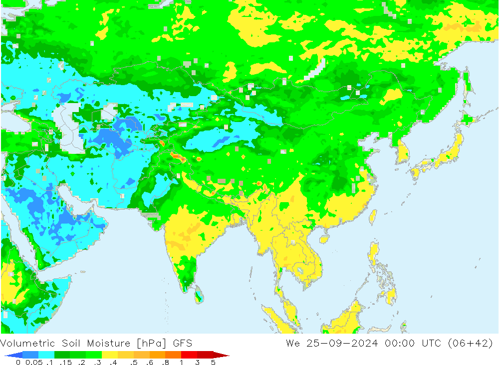 Volumetric Soil Moisture GFS We 25.09.2024 00 UTC