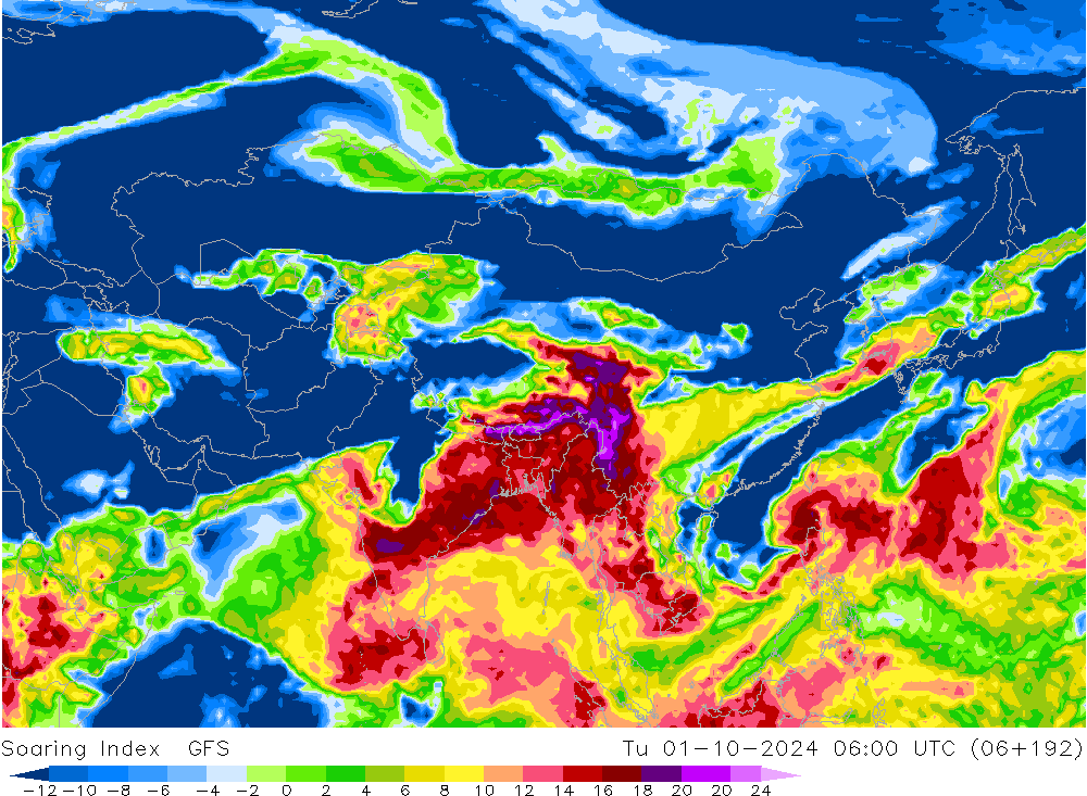 Soaring Index GFS wto. 01.10.2024 06 UTC