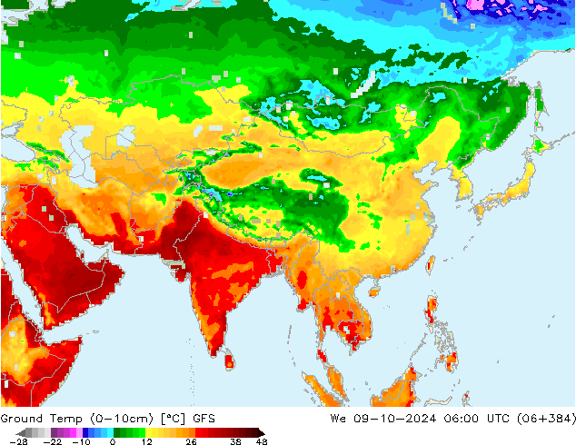 Temp. 10cm GFS wo 09.10.2024 06 UTC