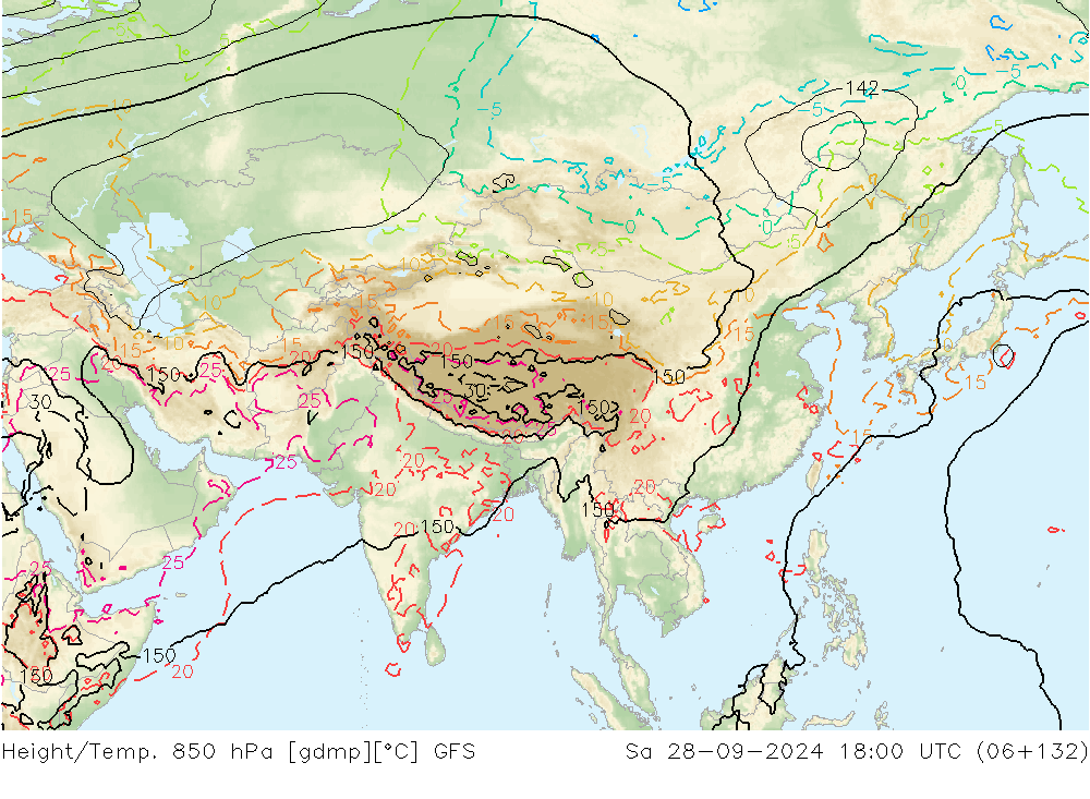 Z500/Rain (+SLP)/Z850 GFS sam 28.09.2024 18 UTC