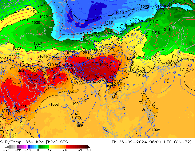 SLP/Temp. 850 hPa GFS Th 26.09.2024 06 UTC