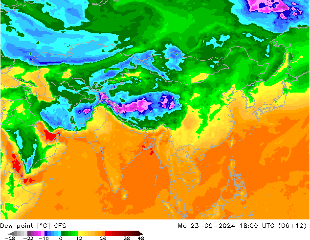 Dew point GFS Mo 23.09.2024 18 UTC