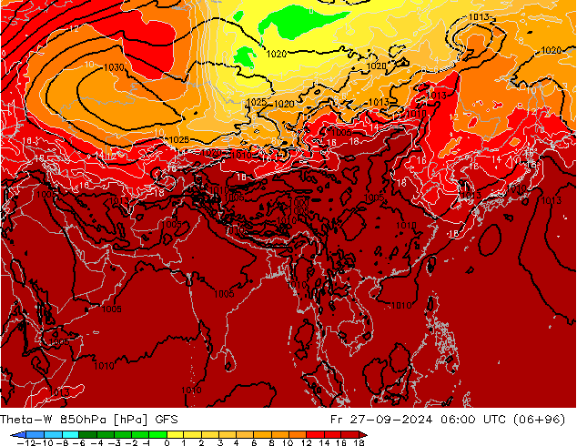 Theta-W 850hPa GFS vie 27.09.2024 06 UTC