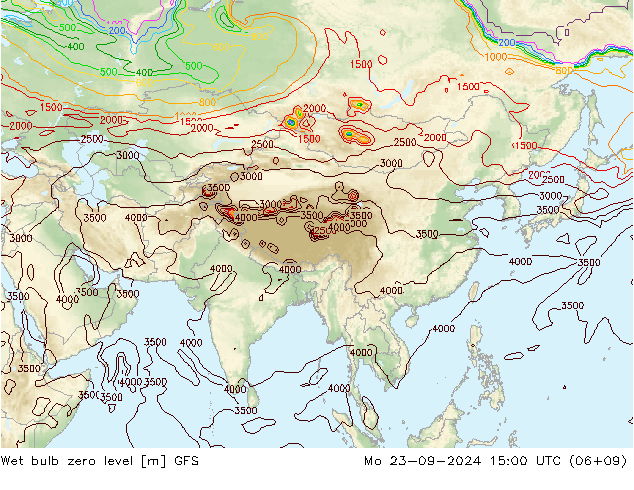 Theta-W Zero termico GFS lun 23.09.2024 15 UTC