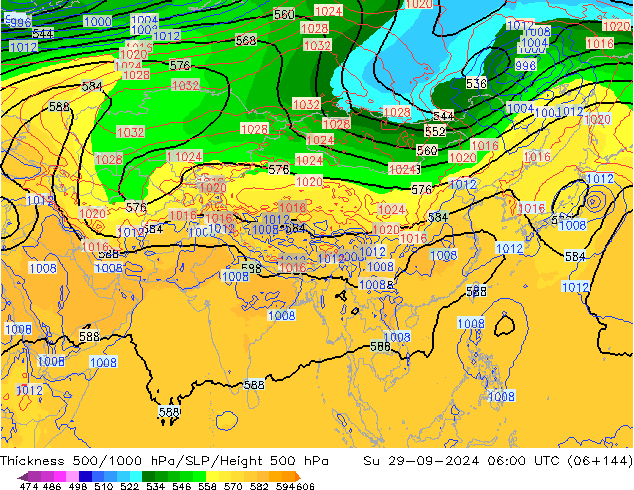 Thck 500-1000hPa GFS dim 29.09.2024 06 UTC