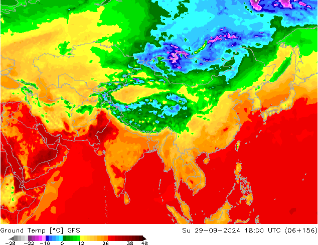 Ground Temp GFS Su 29.09.2024 18 UTC