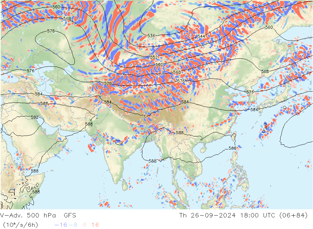 V-Adv. 500 hPa GFS jue 26.09.2024 18 UTC