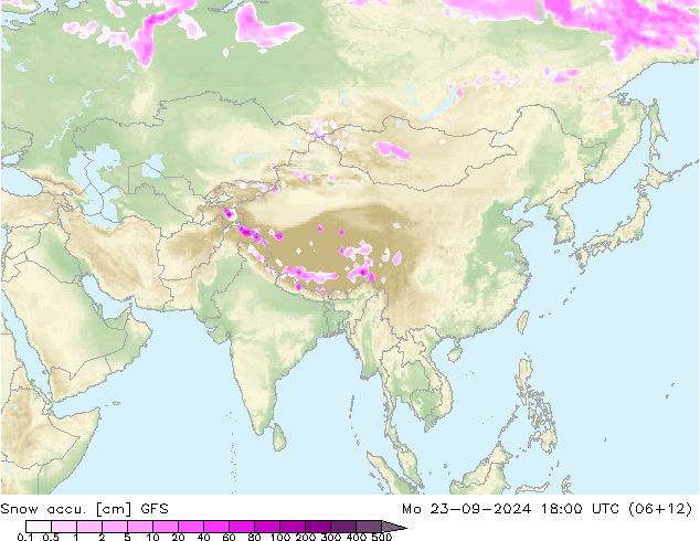 Snow accu. GFS Mo 23.09.2024 18 UTC