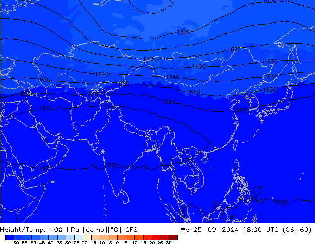 Height/Temp. 100 hPa GFS St 25.09.2024 18 UTC