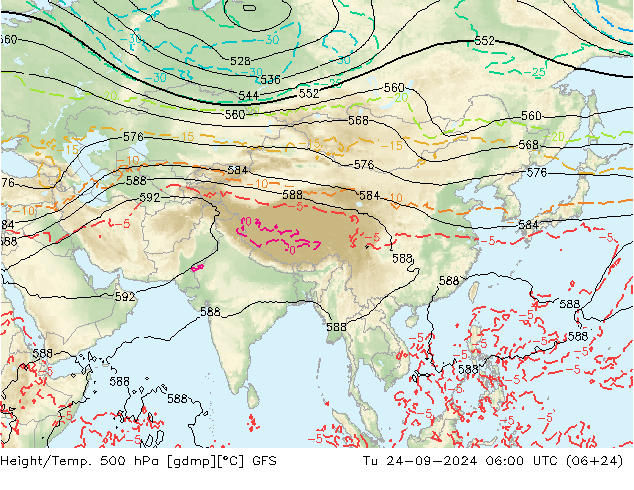 Z500/Rain (+SLP)/Z850 GFS mar 24.09.2024 06 UTC