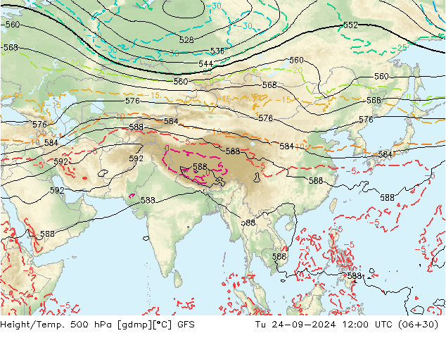 Height/Temp. 500 hPa GFS Tu 24.09.2024 12 UTC