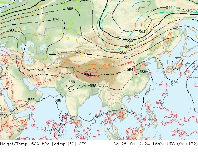 Z500/Rain (+SLP)/Z850 GFS Sa 28.09.2024 18 UTC