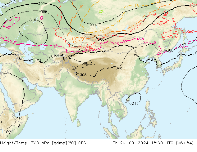 Height/Temp. 700 hPa GFS Th 26.09.2024 18 UTC