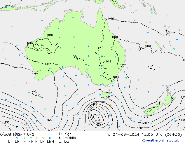 Cloud layer GFS Tu 24.09.2024 12 UTC