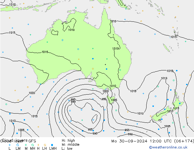 Cloud layer GFS lun 30.09.2024 12 UTC