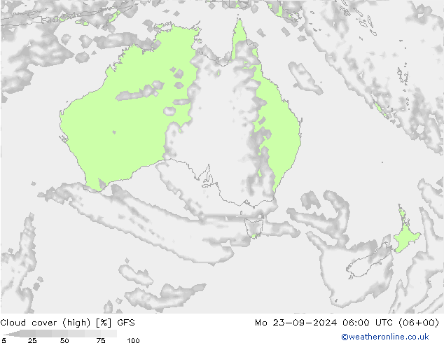 vysoký oblak GFS Po 23.09.2024 06 UTC