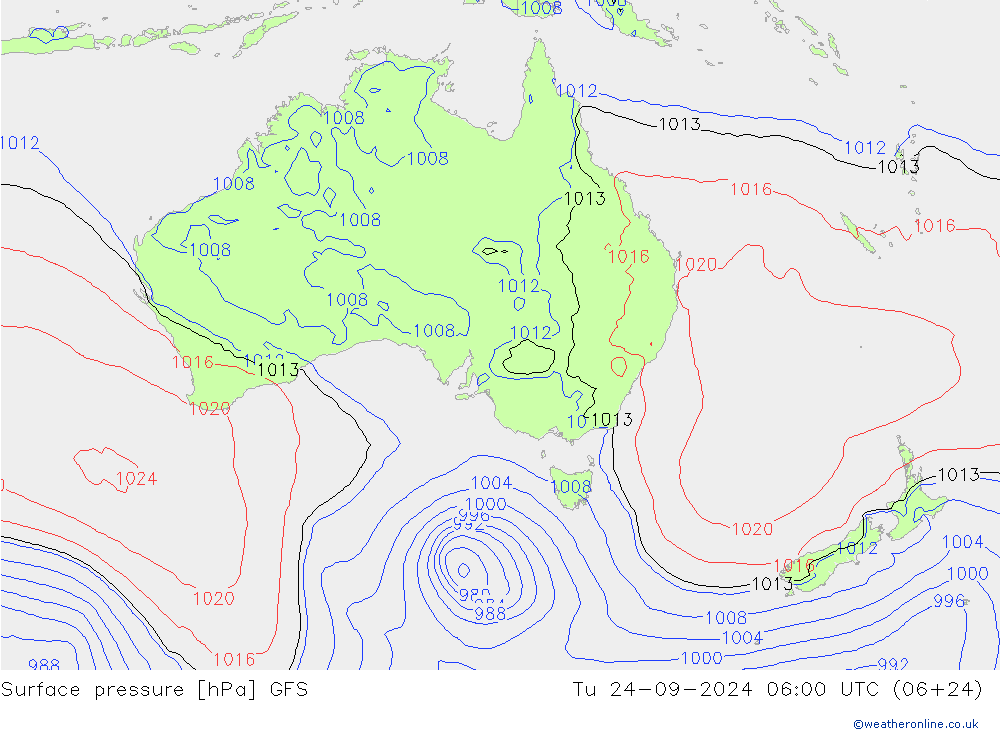 Surface pressure GFS Tu 24.09.2024 06 UTC