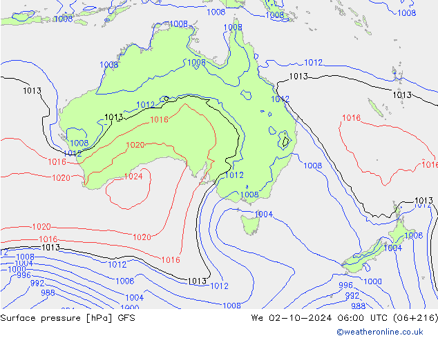 pression de l'air GFS mer 02.10.2024 06 UTC