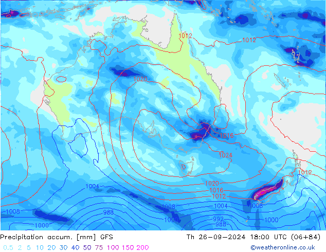 Precipitation accum. GFS Th 26.09.2024 18 UTC