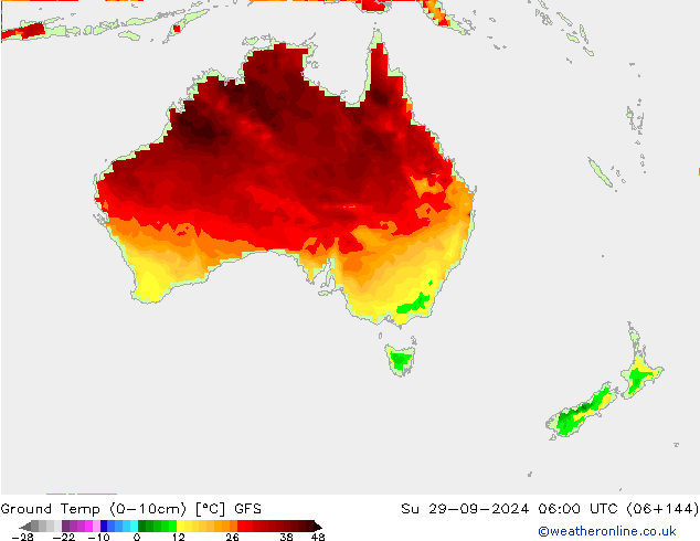 Temp. al suolo (0-10cm) GFS dom 29.09.2024 06 UTC