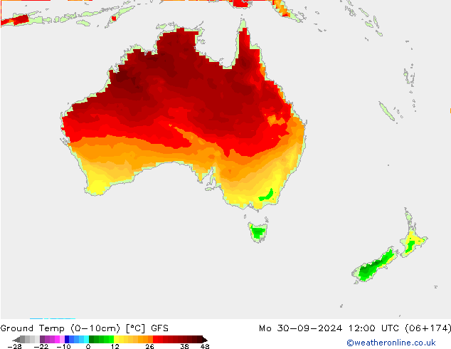 Temp. al suolo (0-10cm) GFS lun 30.09.2024 12 UTC