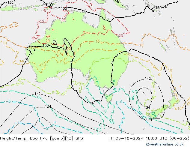 Z500/Yağmur (+YB)/Z850 GFS Per 03.10.2024 18 UTC