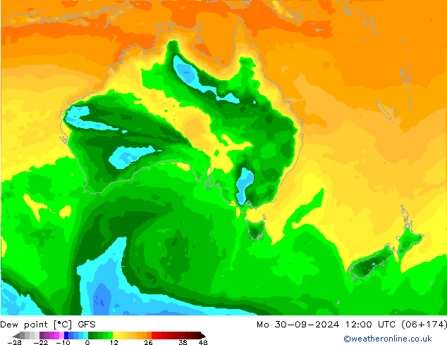 Point de rosée GFS lun 30.09.2024 12 UTC