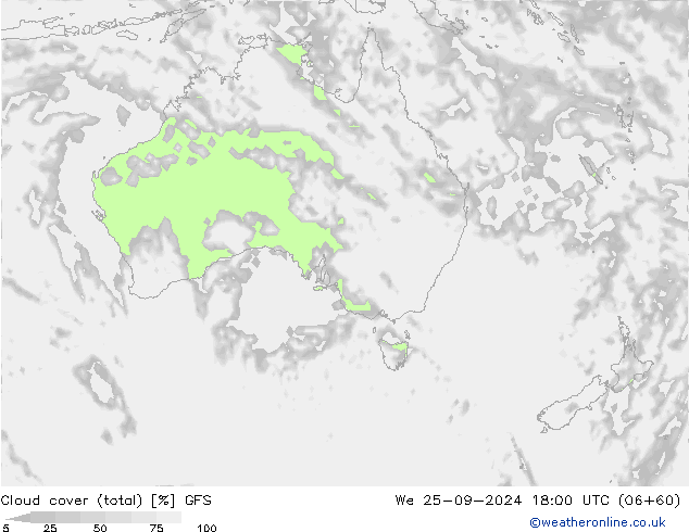 Bewolking (Totaal) GFS wo 25.09.2024 18 UTC