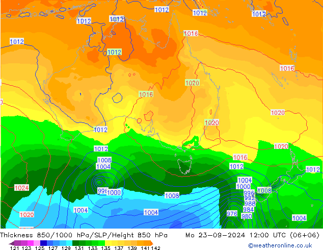 Thck 850-1000 hPa GFS lun 23.09.2024 12 UTC