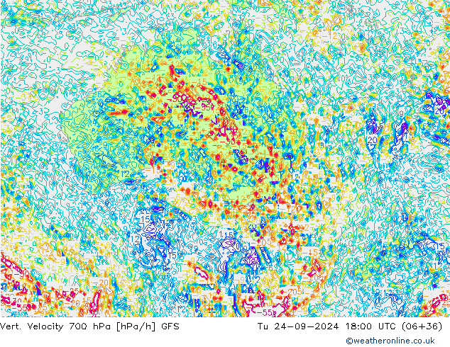 Vert. snelheid 700 hPa GFS di 24.09.2024 18 UTC