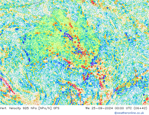 Vert. Velocity 925 hPa GFS mié 25.09.2024 00 UTC