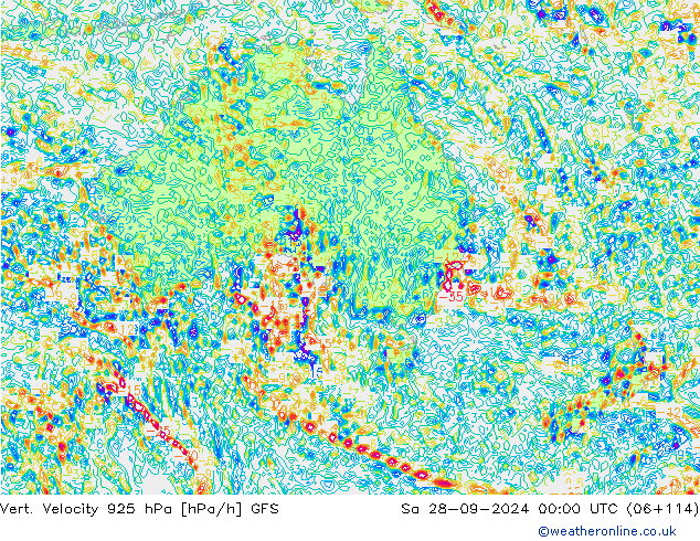 Vert. snelheid 925 hPa GFS za 28.09.2024 00 UTC