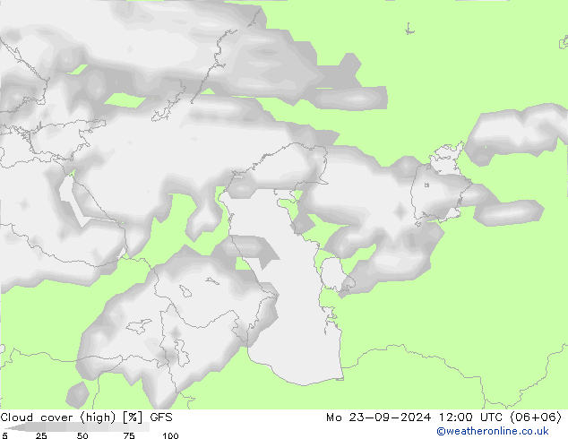 Nuages (élevé) GFS lun 23.09.2024 12 UTC