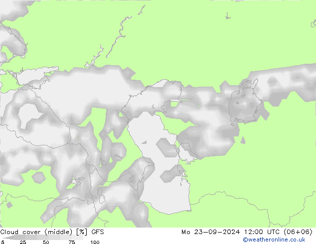 Cloud (high,middle,low) GFS Mo 23.09.2024 12 UTC